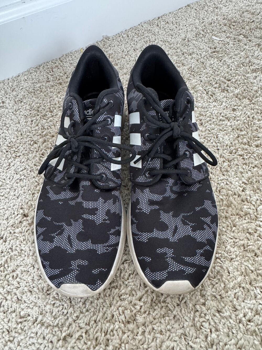 Adidas Cloudfoam Wmn Floral Print Sneakers Black White Athletic Shoes Size 7.5